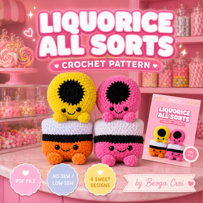 Crochet Pattern PDF – Liquorice All Sorts Bundle (2-in-1)