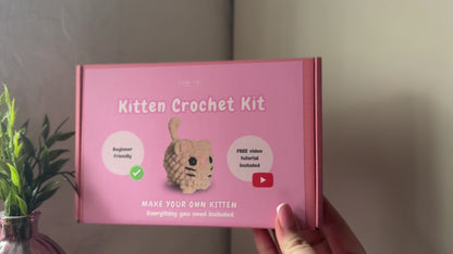 Beginner Crochet Kit, DIY Kitten Amigurumi Kit With Video Tutorial